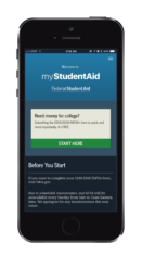 Photo of MyStudentAid app open on mobile phone